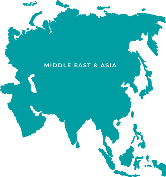 Map of Middle East & Asia